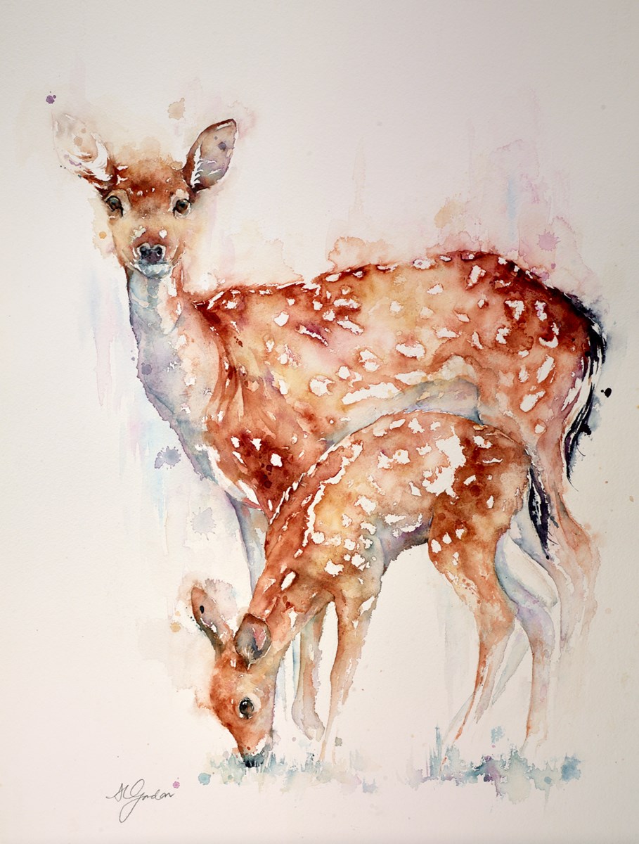 Fallow Doe with Fawn